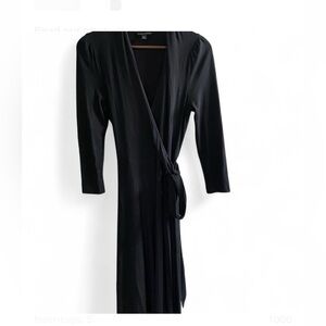 BANANA REPUBLIC BLACK LONG SLEEVE V NECK STRETCH WRAP DRESS SIZE PETITE XS